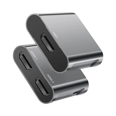 4K@60Hz 1x2 HDMI™ स्प्लिटर USB C 5V पावर के साथ